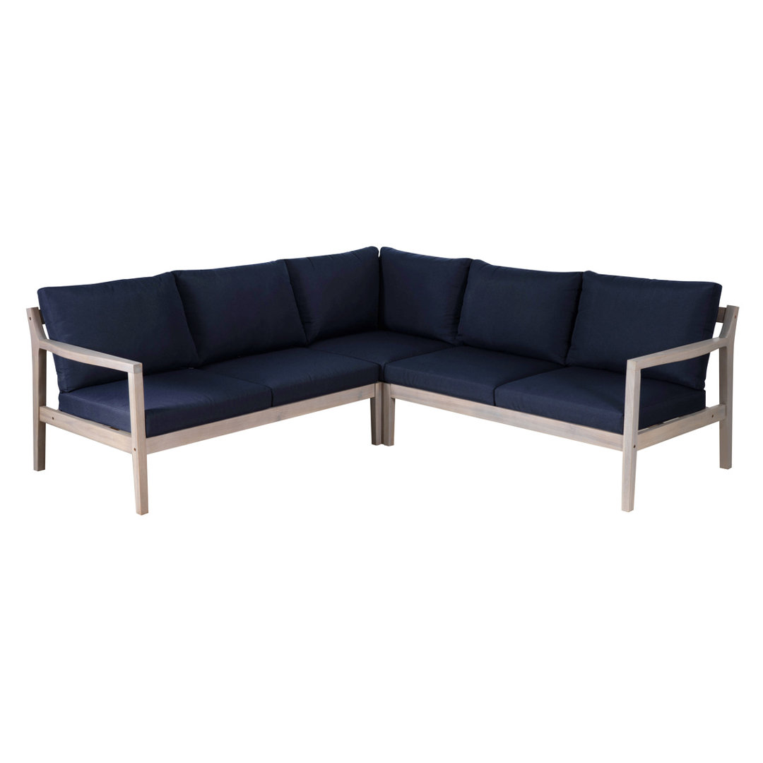 Amina 3 Piece Outdoor Acacia L Shape Sectional 